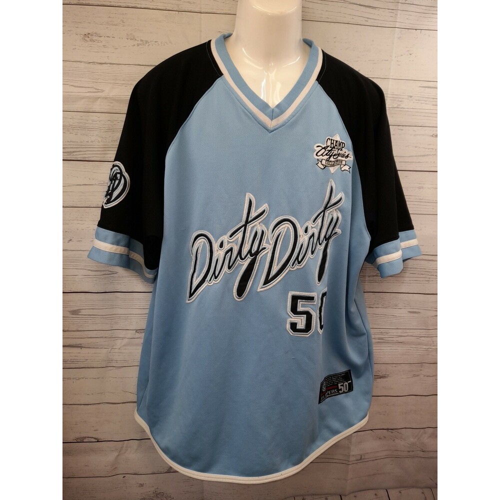 Vtg Players 50 Jersey Dirty Dirty Blue Black Champ City Series Collection XL